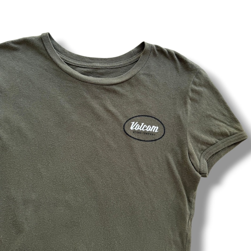 Volcom Stone Company Women's S Olive Green Graphic T-Shirt Skate Surf Street Tee